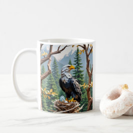Origami American Eagle sitzt auf seinem Nest Kaffeetasse
