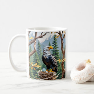 Origami American Eagle sitzt auf seinem Nest Kaffeetasse