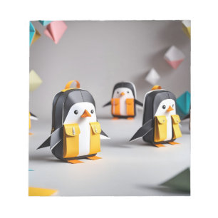 Origami Art - Adorable Baby Pinguine im Rucksack Notizblock
