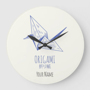 Origami Art japanische Faltkunst Retro Krane Große Wanduhr