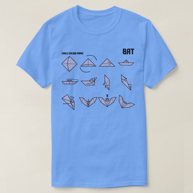 Origami Bat Instructions in Lilac T-Shirt (Design vorne)