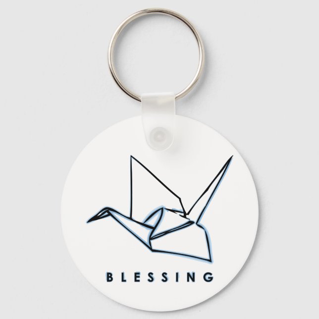 Origami Blessing Paper Crane Schlüsselanhänger (Vorderseite)