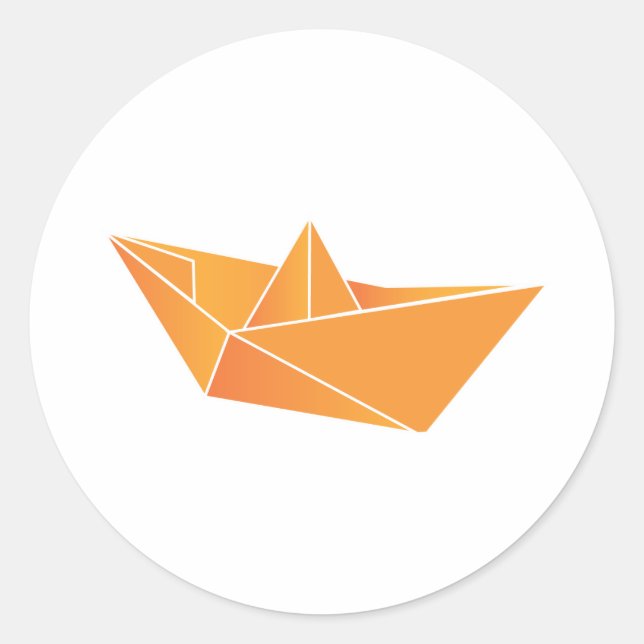 Origami Boat Runder Aufkleber (Vorderseite)