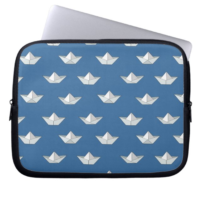 Origami Boote auf dem Wasser-Muster Laptopschutzhülle (Vorderseite)