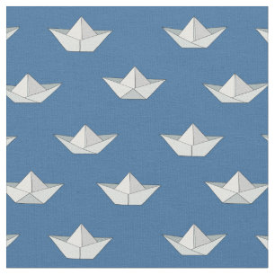 Origami Boote auf dem Wasser-Muster Stoff