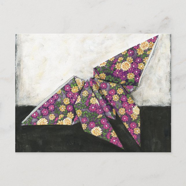 Origami Butterfly auf Blumenpapier Postkarte (Vorderseite)