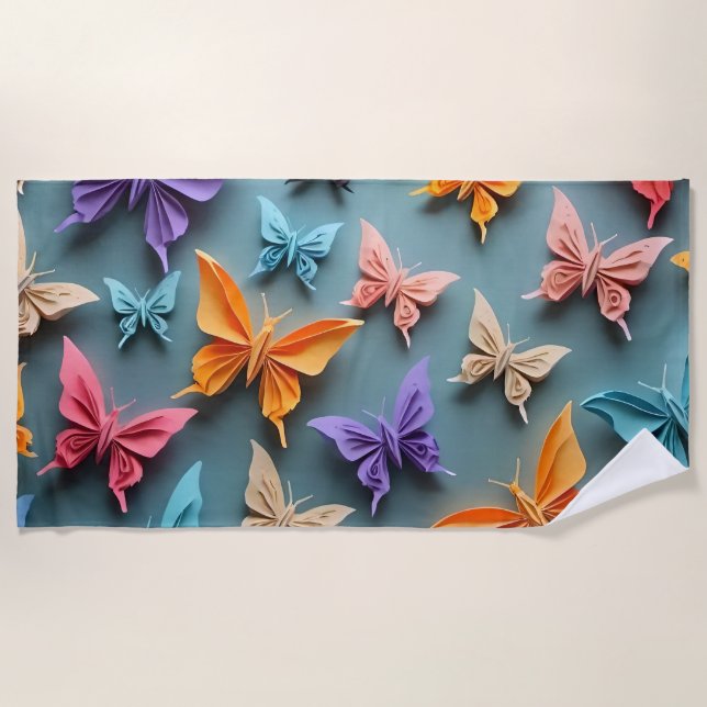 Origami Butterfly Pattern Strandtuch (Vorderseite)