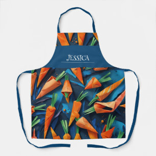 Origami Carrot Wasserfarbmuster Personalisiert Schürze