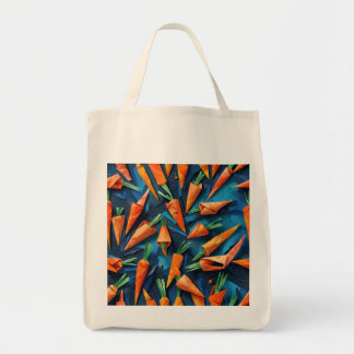 Origami Carrots Acrylic Orange Blue Pattern Tragetasche