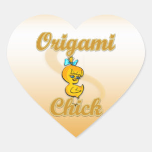Origami Chick Herz-Aufkleber
