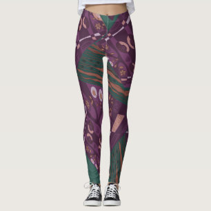 Origami Chintz (L) Dusty Lila Brown Green Leggings