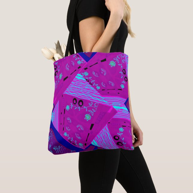 Origami Chintz (L) Fuchsia Turquoise Blue Magenta Tasche (Von Nahem)