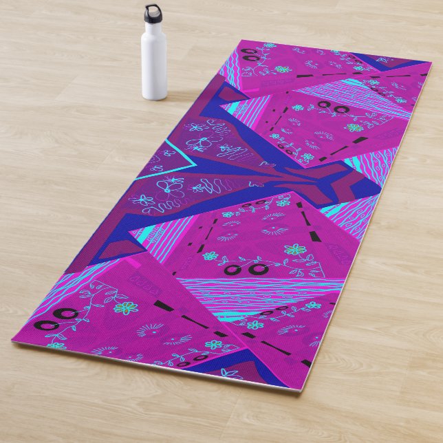 Origami Chintz (L) Fuchsia Turquoise Blue Magenta Yogamatte (Beispiel)