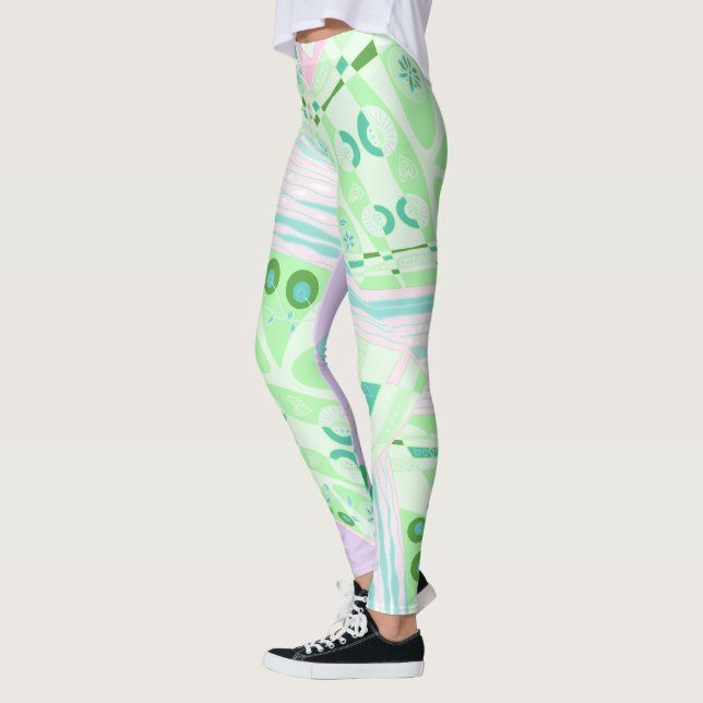 Origami Chintz (L) Green Aquamarin Pink Lilac Leggings (Links)