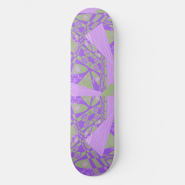 Origami Chintz (L) Lila Leggings von Dusty Green Skateboard (Vorderseite)