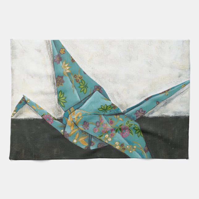Origami Crane mit Blumenbezeichnungen Küchentuch (Horizontal)