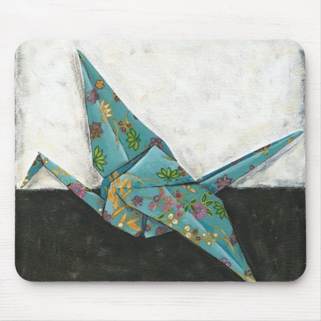 Origami Crane mit Blumenbezeichnungen Mousepad (Vorne)