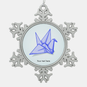 Origami Crane Paper Craft Schneeflocken Zinn-Ornament