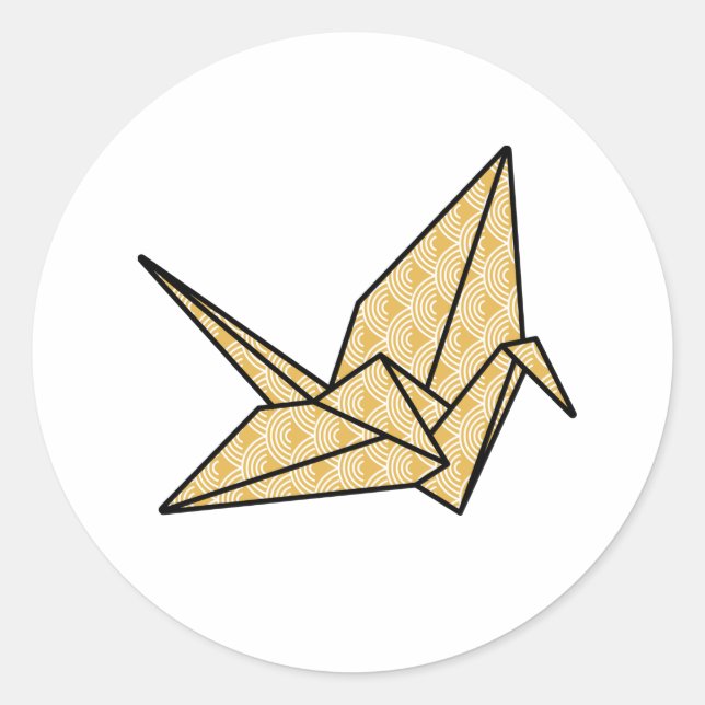 Origami Crane Runder Aufkleber (Vorderseite)