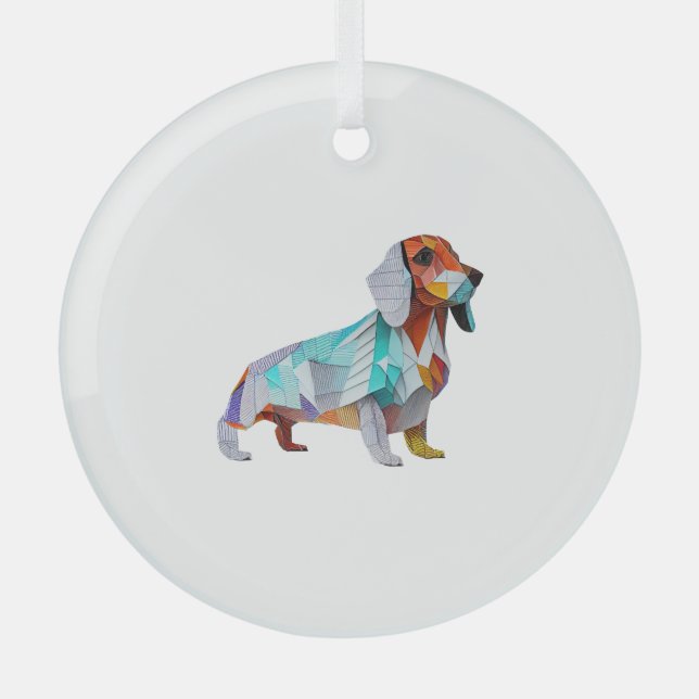 Origami-Dackel Ornament Aus Glas (Vorderseite)