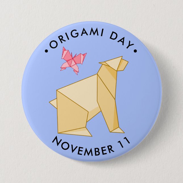 Origami Day, Bär und Schmetterling Button (Vorderseite)
