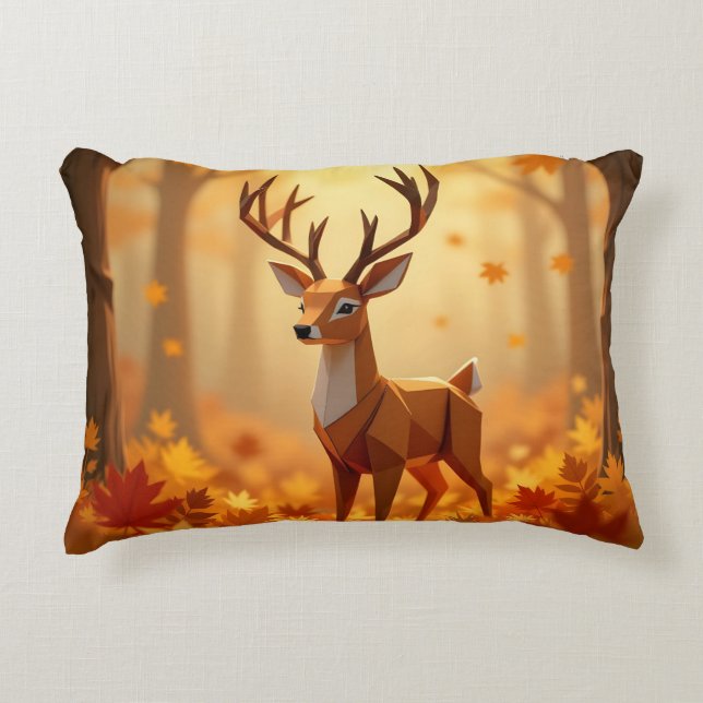 Origami Deer Fall und Herbst-Throw-Kissen Dekokissen (Vorderseite)