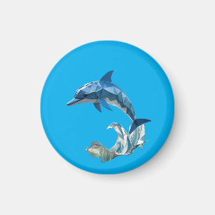 Origami-Delfin blau Magnet