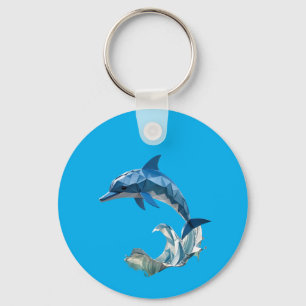 Origami-Delfin blau  Schlüsselanhänger