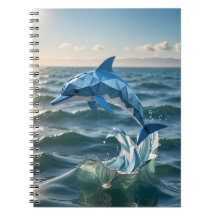 Origami-Delphin, der aus der Seegeschale springt
