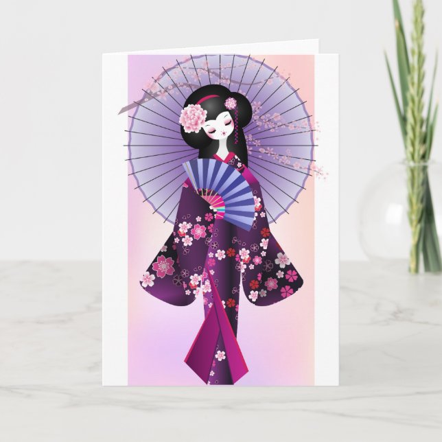 Origami Doll Grußkarte Karte (Vorderseite)