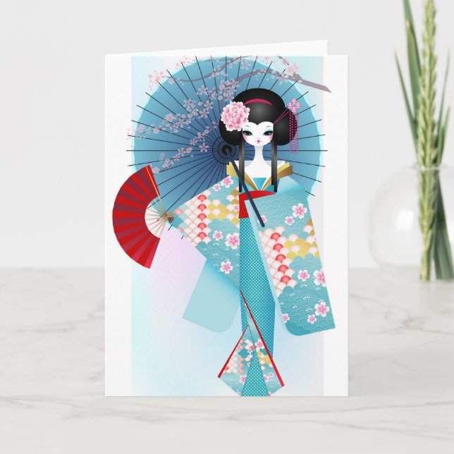 Origami Doll Grußkarte Karte (Vorderseite)