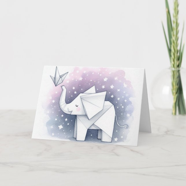 Origami Elephant Hoffnungen und Träume Karte (Vorderseite)