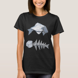 Origami-Fisch und Fischgräten T-Shirt