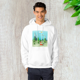 Origami Forest Szene mit Fox Mountains und Vögeln Hoodie