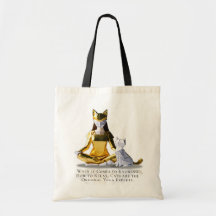 Origami Gold Foil Yoga Meditating Catwoman und Cat