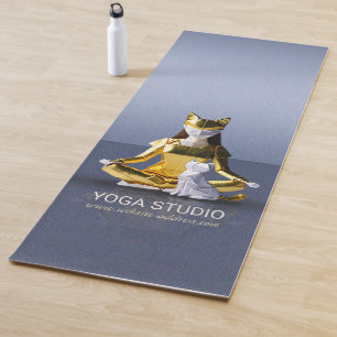 Origami Gold Foil Yoga Meditating Catwoman und Cat Yogamatte