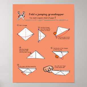 Origami Heuschrecke Wie-Zu Halb-Glanz Plakat