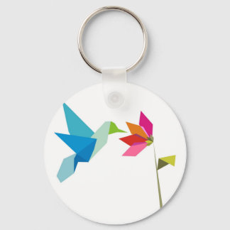 Origami hummingbird and flower schlüsselanhänger