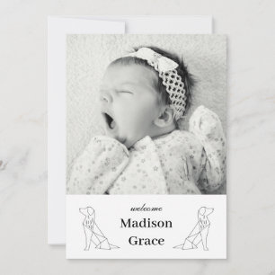 Origami-Hunde Unisex-Baby-Foto-Geburtsankündigung Ankündigung
