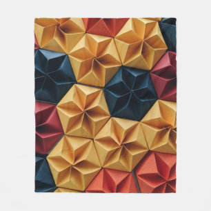Origami in Rot, Gelb und Blau-Blume Fleecedecke