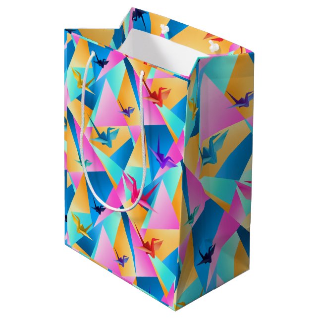 Origami Kaleidoscope Mittlere Geschenktüte (Rückseite Schrägansicht)