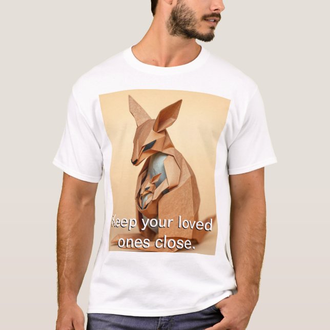 Origami Kangaroo und seine Joey T-Shirt (Vorderseite)