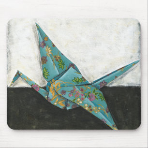 Origami Kran mit Blumenmustern Mousepad