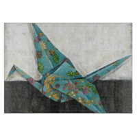 Origami Kran mit Blumenmustern