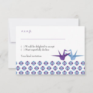 Origami-Kraniche (lila blau) RSVP-Karten mit Umsch RSVP Karte