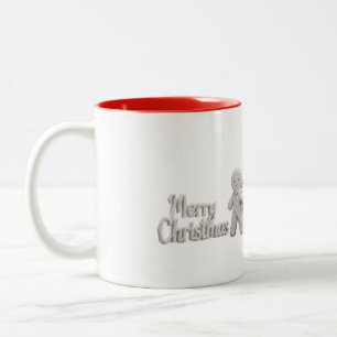 Origami-Lebkuchen-Frohe-Weihnachten-Schild-Tasse Zweifarbige Tasse