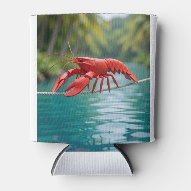 Origami Lobster on a tightrope koozie Dosenkühler (Vorderseite)