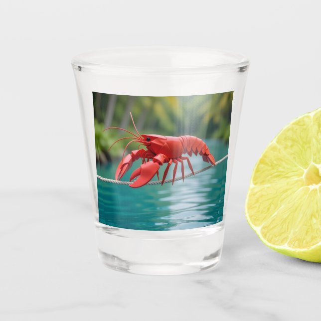 Origami Lobster on a tightrope Schnapsglas (Vorderseite)