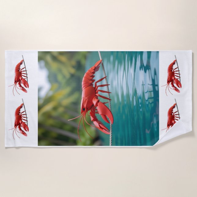 Origami lobster on a tightrope strandtuch (Vorderseite)