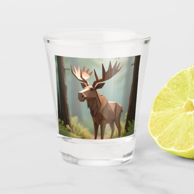 Origami Moose  Schnapsglas (Vorderseite)